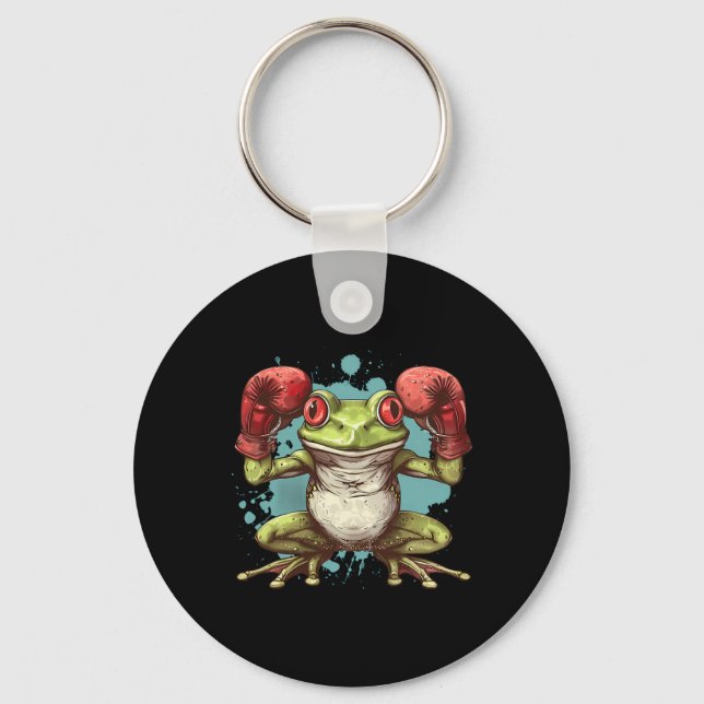 Boxer Frog With Boxing Gloves Kickboxing Funny Box Key Ring (Front)