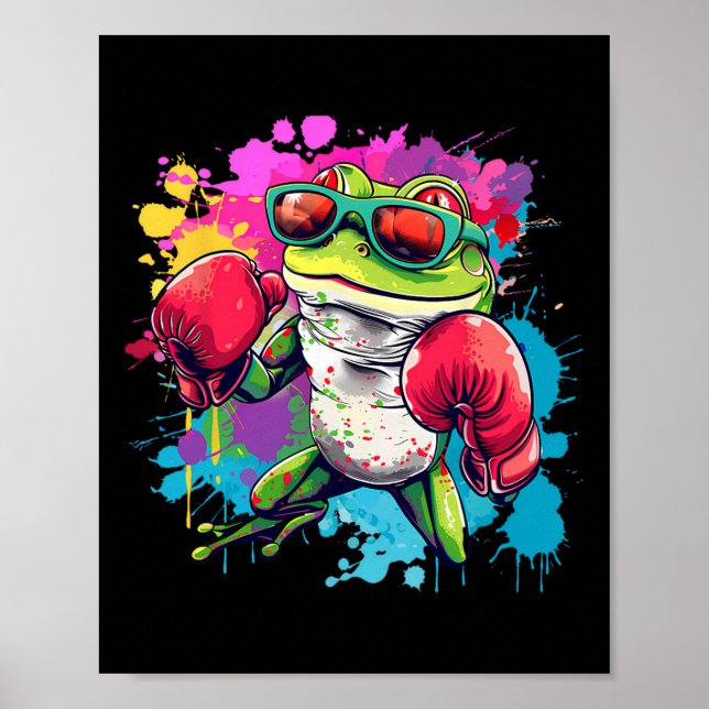 Boxer Frog With Boxing Gloves Kickboxing Funny Box Poster (Front)
