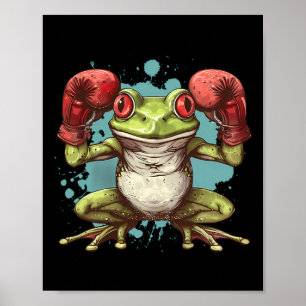 Boxer Frog With Boxing Gloves Kickboxing Funny Box Poster
