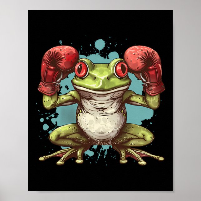Boxer Frog With Boxing Gloves Kickboxing Funny Box Poster (Front)