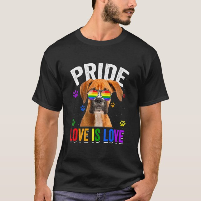 Boxer Gay Pride Lgbt Rainbow Flag Dog T-Shirt (Front)