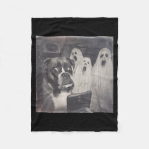 Boxer ghost funny halloween scary dog spooky fleece blanket