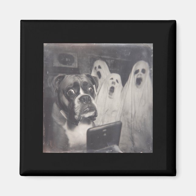Boxer ghost funny halloween scary dog spooky magnet (Front)