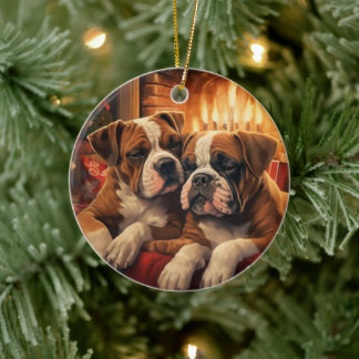 Boxer Gift, Christmas Ornament, Pet Gift, Dog Memo Ceramic Tree Decoration