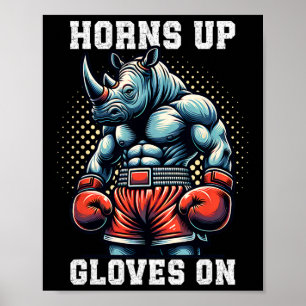 Boxer Gift Heavyweight Champion Gloves On Rhino Bo Poster