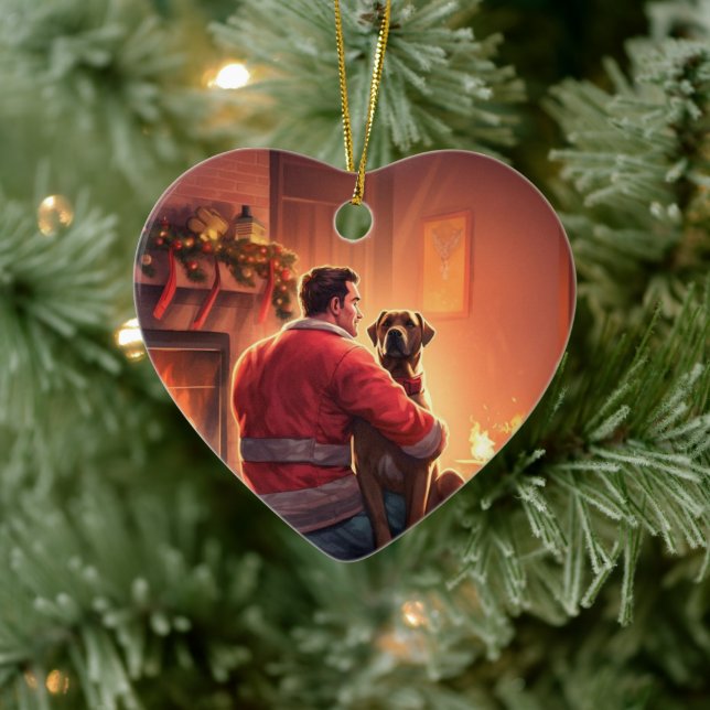 Boxer Gift, Pet Gift, Dog Fireman, Christmas Gift  Ceramic Tree Decoration (Tree)