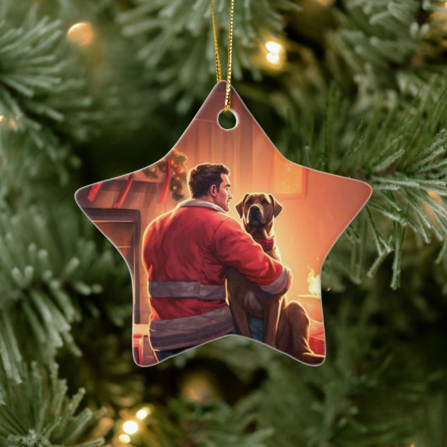 Boxer Gift, Pet Gift, Dog Fireman, Christmas Gift  Ceramic Tree Decoration (Tree)