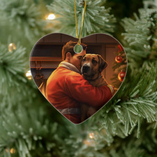 Boxer Gift, Pet Gift, Dog Fireman, Christmas Gift Ceramic Tree Decoration