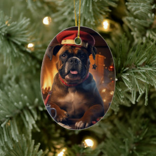 Boxer Gift, Pet Gift, Dog Police, Christmas Gift  Ceramic Tree Decoration