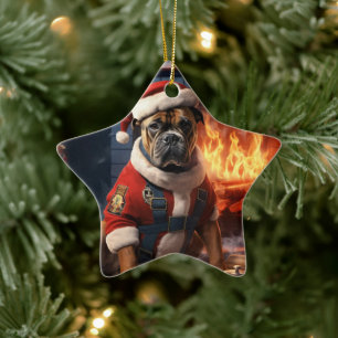 Boxer Gift, Pet Gift, Dog Police, Christmas Gift  Ceramic Tree Decoration