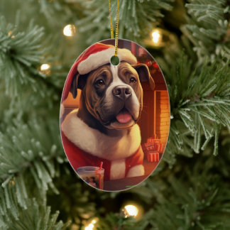 Boxer Gift, Pet Gift, Dog Police, Christmas Gift  Ceramic Tree Decoration