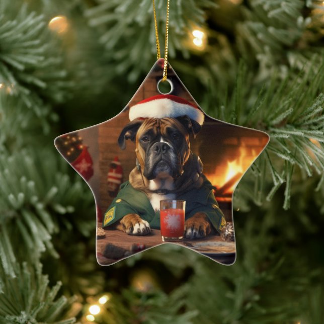 Boxer Gift, Pet Gift, Dog Police, Christmas Gift  Ceramic Tree Decoration (Tree)