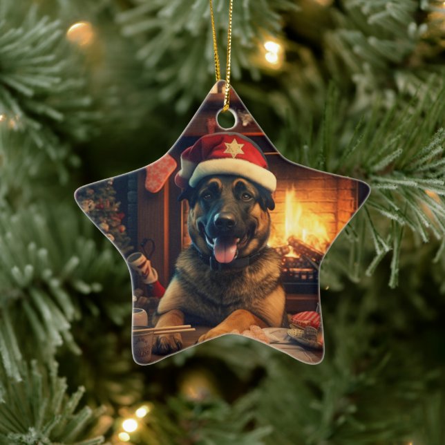 Boxer Gift, Pet Gift, Dog Police, Christmas Gift  Ceramic Tree Decoration (Tree)