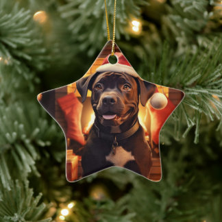 Boxer Gift, Pet Gift, Dog Police, Christmas Gift  Ceramic Tree Decoration
