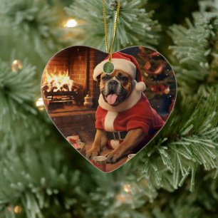 Boxer Gift, Pet Gift, Dog Police, Christmas Gift Ceramic Tree Decoration