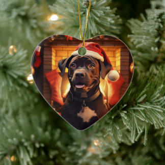 Boxer Gift, Pet Gift, Dog Police, Christmas Gift  Ceramic Tree Decoration