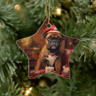 Boxer Gift, Pet Gift, Dog Police, Christmas Gift  Ceramic Tree Decoration