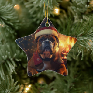 Boxer Gift, Pet Gift, Dog Police, Christmas Gift Ceramic Tree Decoration