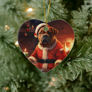 Boxer Gift, Pet Gift, Dog Police, Christmas Gift  Ceramic Tree Decoration