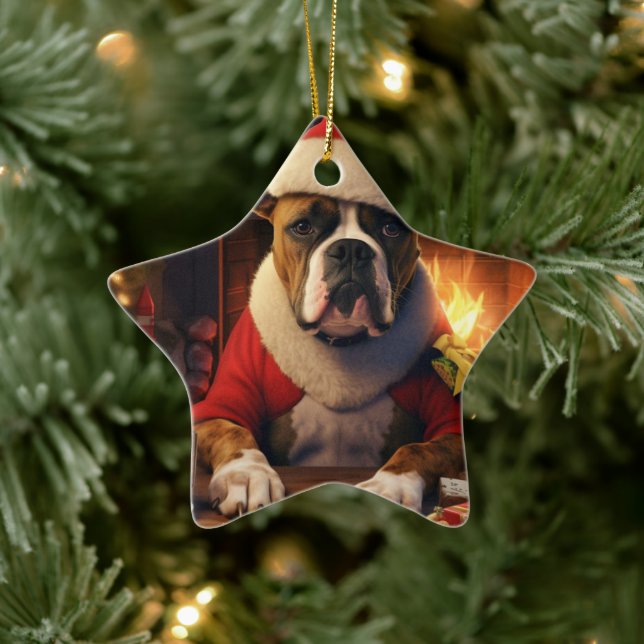 Boxer Gift, Pet Gift, Dog Police, Christmas Gift  Ceramic Tree Decoration (Tree)