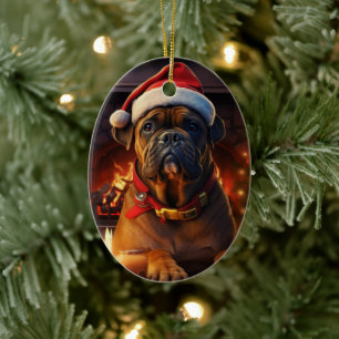 Boxer Gift, Pet Gift, Dog Police, Christmas Gift Ceramic Tree Decoration