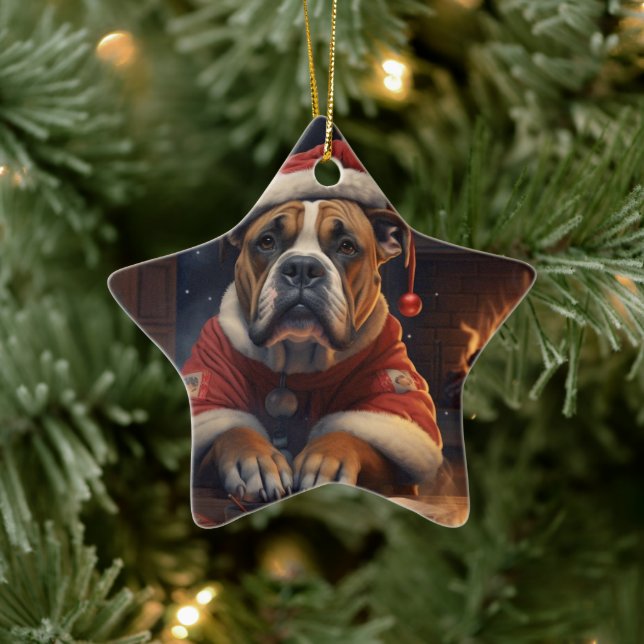 Boxer Gift, Pet Gift, Dog Police, Christmas Gift  Ceramic Tree Decoration (Tree)
