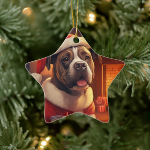 Boxer Gift, Pet Gift, Dog Police, Christmas Gift  Ceramic Tree Decoration