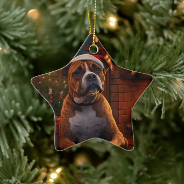 Boxer Gift, Pet Gift, Dog Police, Christmas Gift  Ceramic Tree Decoration (Tree)