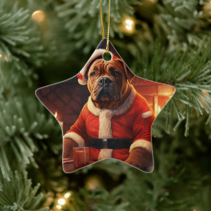 Boxer Gift, Pet Gift, Dog Police, Christmas Gift Ceramic Tree Decoration