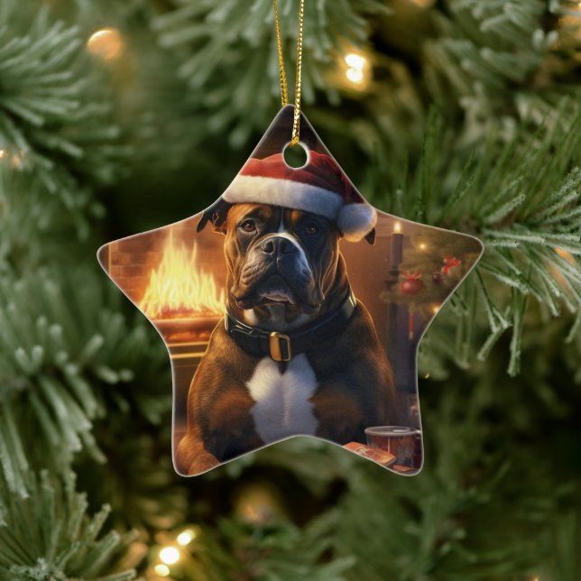 Boxer Gift, Pet Gift, Dog Police, Christmas Gift  Ceramic Tree Decoration (Tree)