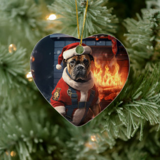 Boxer Gift, Pet Gift, Dog Police, Christmas Gift  Ceramic Tree Decoration