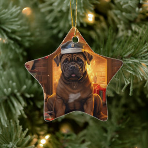 Boxer Gift, Pet Gift, Dog Police, Christmas Gift Ceramic Tree Decoration