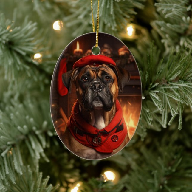 Boxer Gift, Pet Gift, Dog Police, Christmas Gift  Ceramic Tree Decoration (Tree)