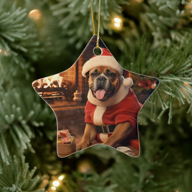 Boxer Gift, Pet Gift, Dog Police, Christmas Gift  Ceramic Tree Decoration (Tree)