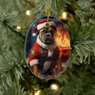 Boxer Gift, Pet Gift, Dog Police, Christmas Gift  Ceramic Tree Decoration