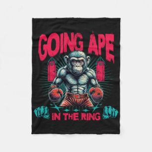 Boxer Going Ape In The Ring Boxing Monkey Fleece Blanket