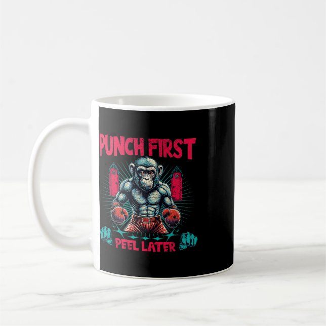 Boxer Going Ape Punch First Boxing Monkey  Coffee Mug (Left)
