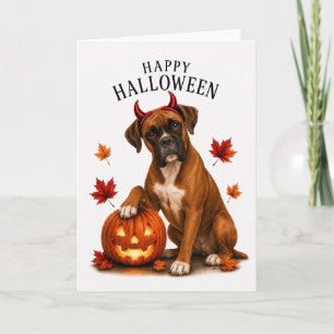 Boxer Halloween Devil Dog Card