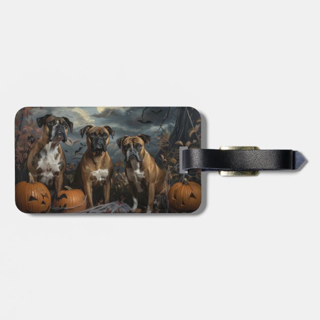 Boxer Halloween Night Doggy Delight Luggage Tag (Back Horizontal)