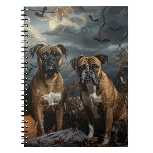 Boxer Halloween Night Doggy Delight Notebook (Front)