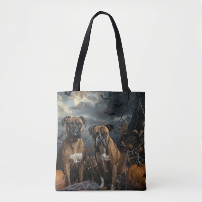 Boxer Halloween Night Doggy Delight Tote Bag (Front)