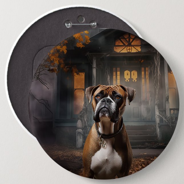 Boxer Halloween Scary 6 Cm Round Badge (Front & Back)