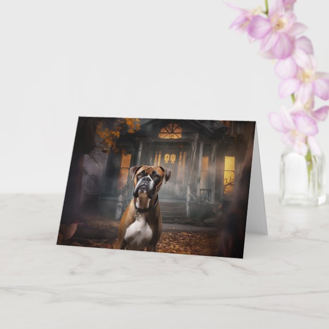 Boxer Halloween Scary Card (Orchid)