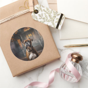 Boxer Halloween Scary Classic Round Sticker