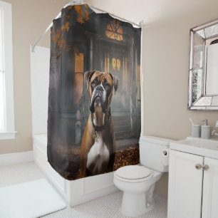 Boxer Halloween Scary Shower Curtain