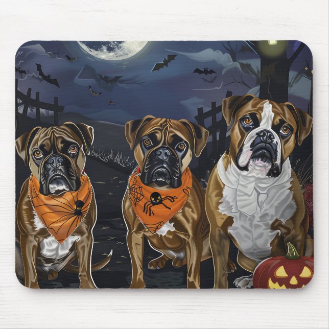 Boxer Halloween Spooky Mouse Mat (Front)
