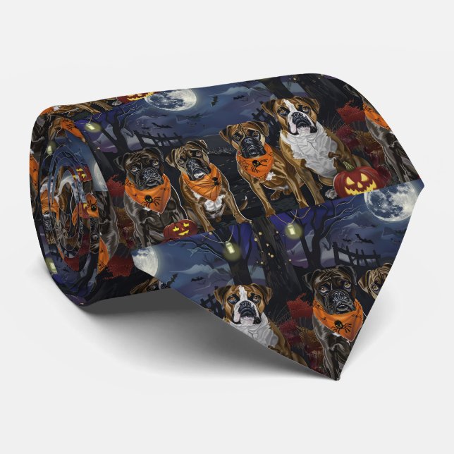 Boxer Halloween Spooky Tie (Rolled)