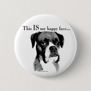 Boxer Happy Face 6 Cm Round Badge