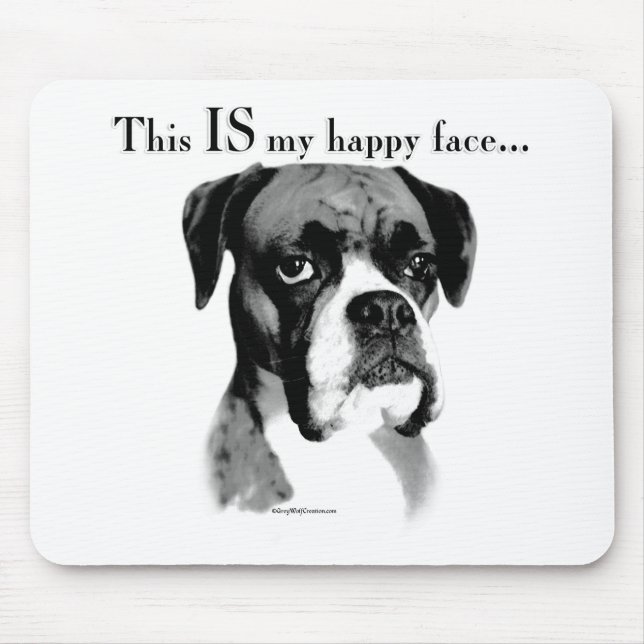 Boxer Happy Face Mouse Mat (Front)