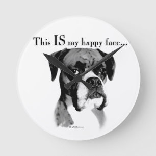 Boxer Happy Face Round Clock